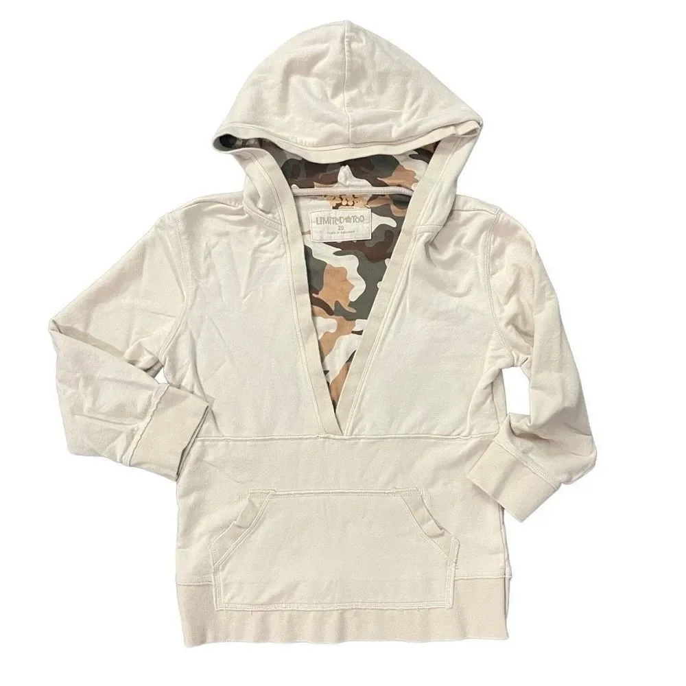 Limited Too Girl’s Creme Camouflage Cotton Pullover Hoodie Sweatshirt Size 20